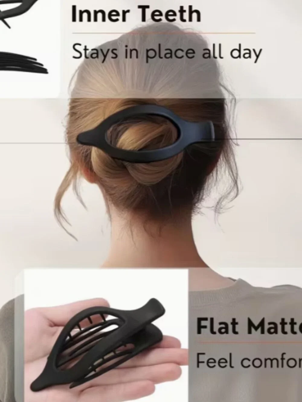 Black Camel Hair Claw Clip 4.75